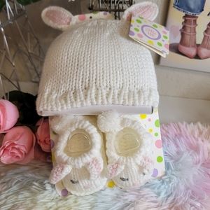 Little Me Baby Girl My First Easter Bunny Knit Hat & Bootie Set 0-6 Months